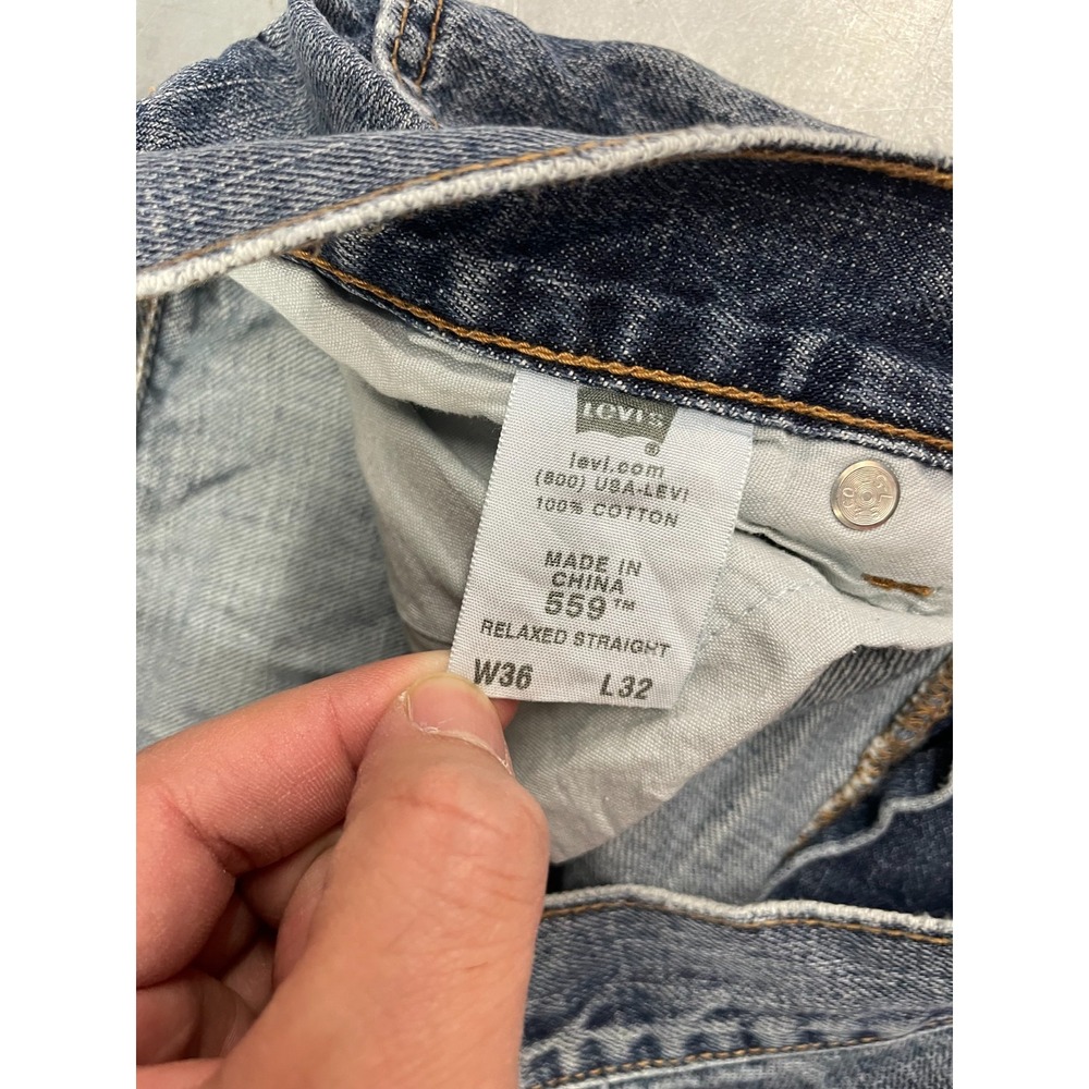 Levis 559 Jeans Mens 34x30 Blue Medium Wash Relaxed Straight Fit 100% Cotton - Picture 7 of 16